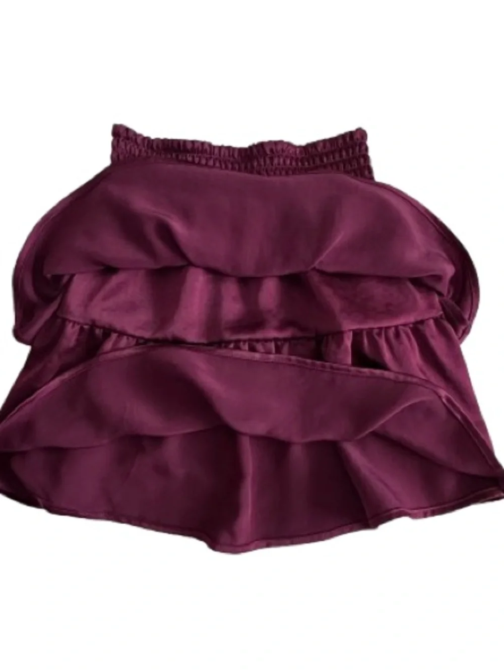 wonder nation Girl's M(6-7) Plum Burgundy Tiered Satin Skater Ruffled Skirt